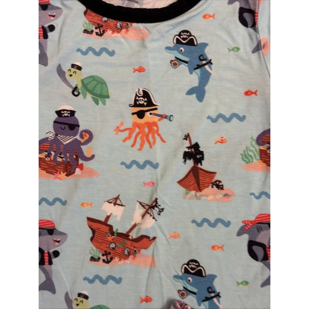 Birdie Bean Baby Boys 18-24 Months Pirates Bamboo Shorts Pajamas Set VGC